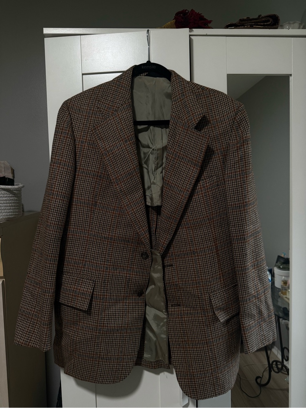 Vintage Brown Plaid Men's Blazer
